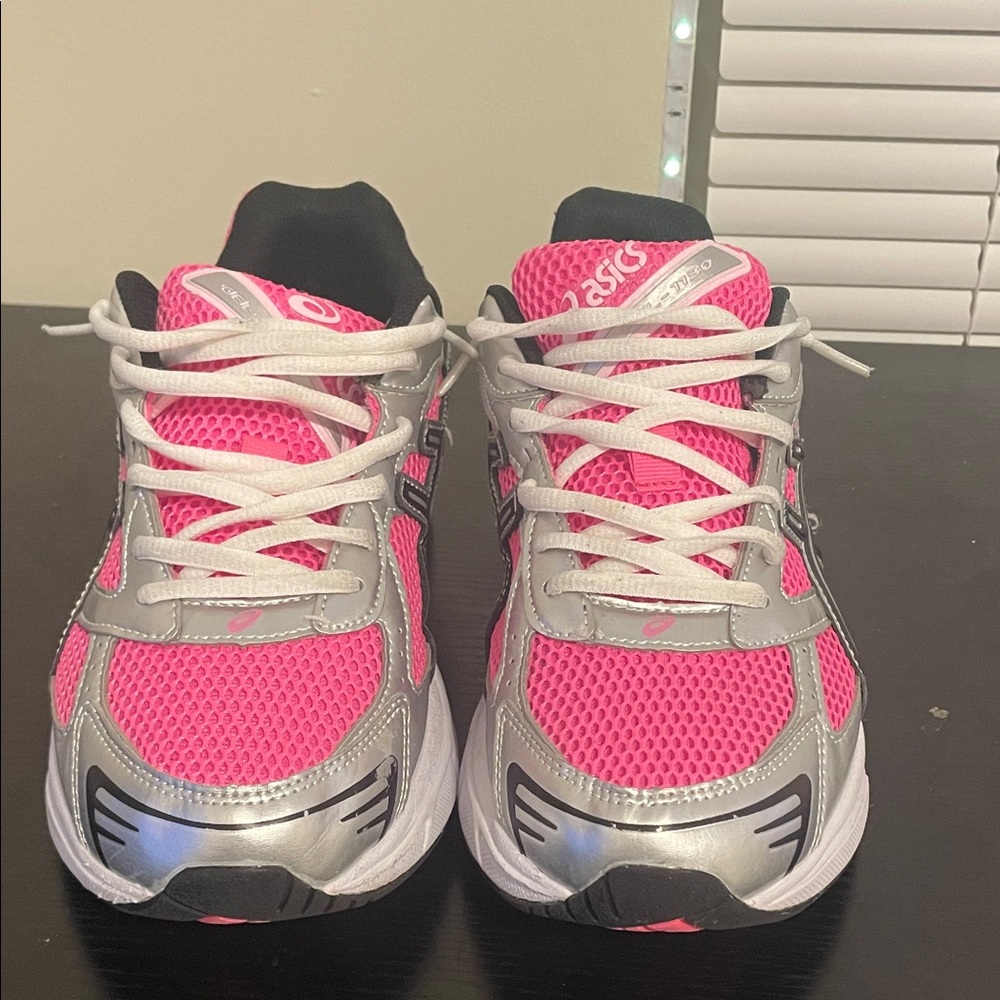ASICS Mens Pink and Silver Running Shoes - Picture 2 of 5